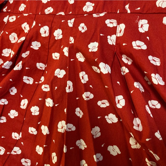 Ellos Fit & Flare 1X Button-down Shirt Dress Cap Sleeve Red and White - POCKETS! - Picture 7 of 11